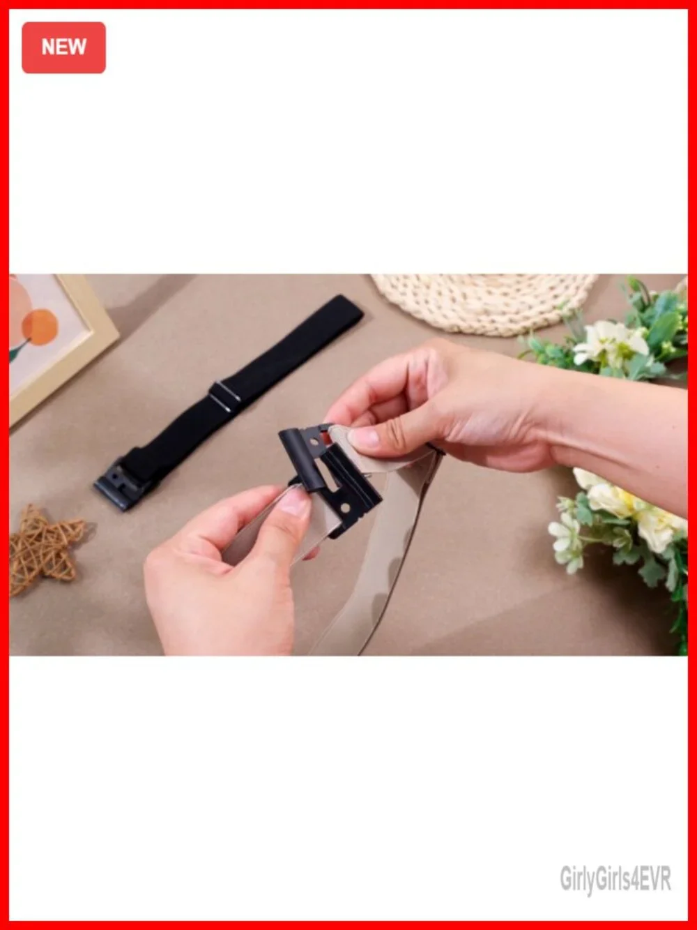 Invisible Elastic Belt for Women, Flat Plastic Buckle, Adjustable Shirt Tuck